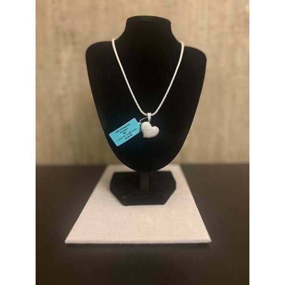 NWT -1.37ct Heart Pendant w/ 17.5" Chain,925 Sterling Silver - Picture 4 of 6